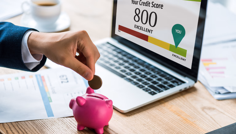 Young adult reviewing credit score report, symbolizing financial independence and tips to build a strong credit history.