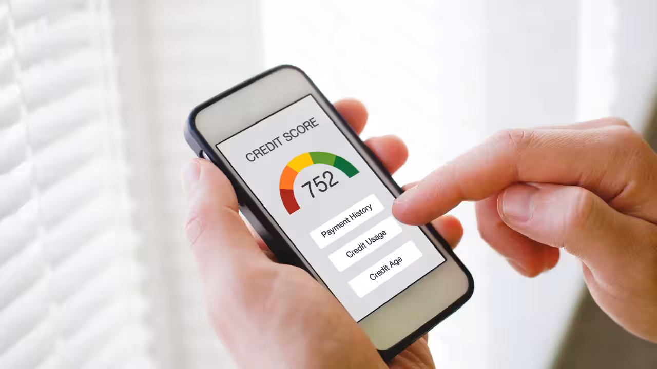 Image is about a 750 credit score on digital phone