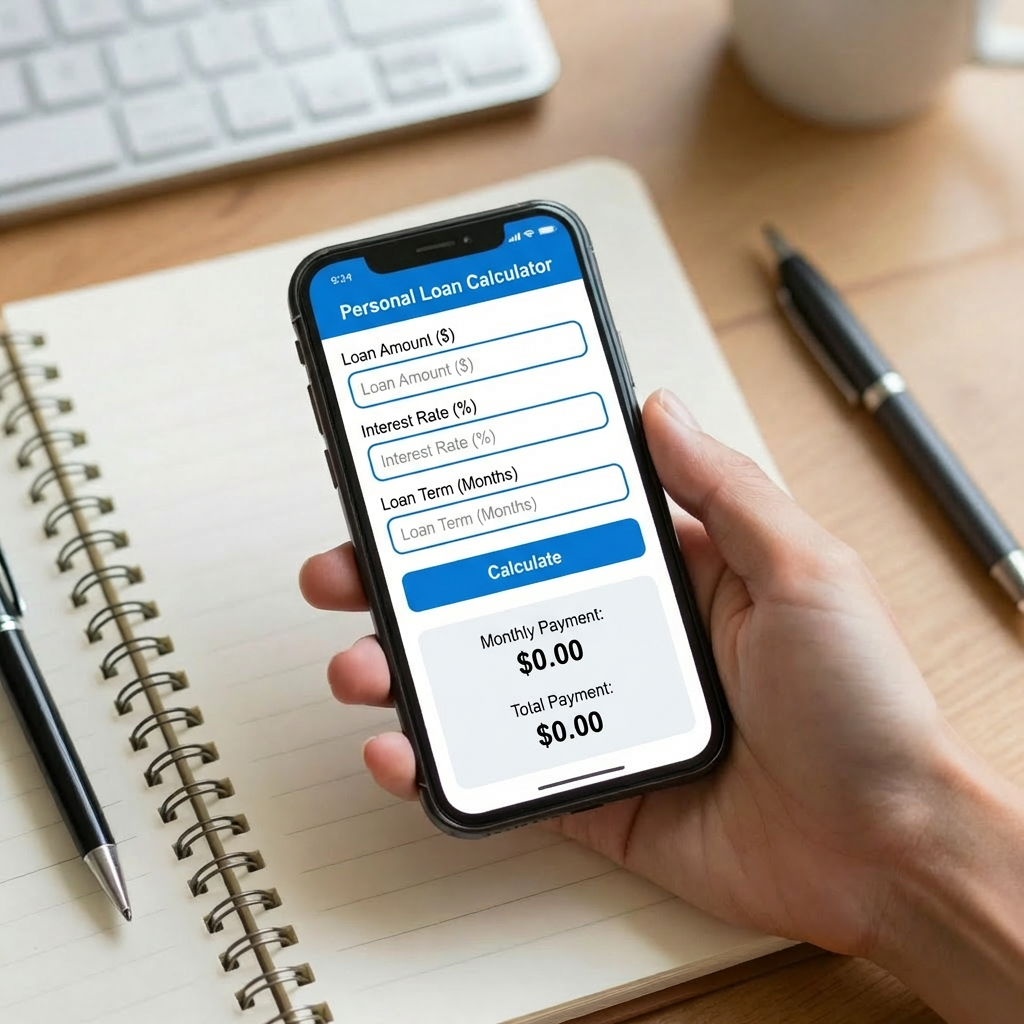 The picture is about a personal loan calculator user interface